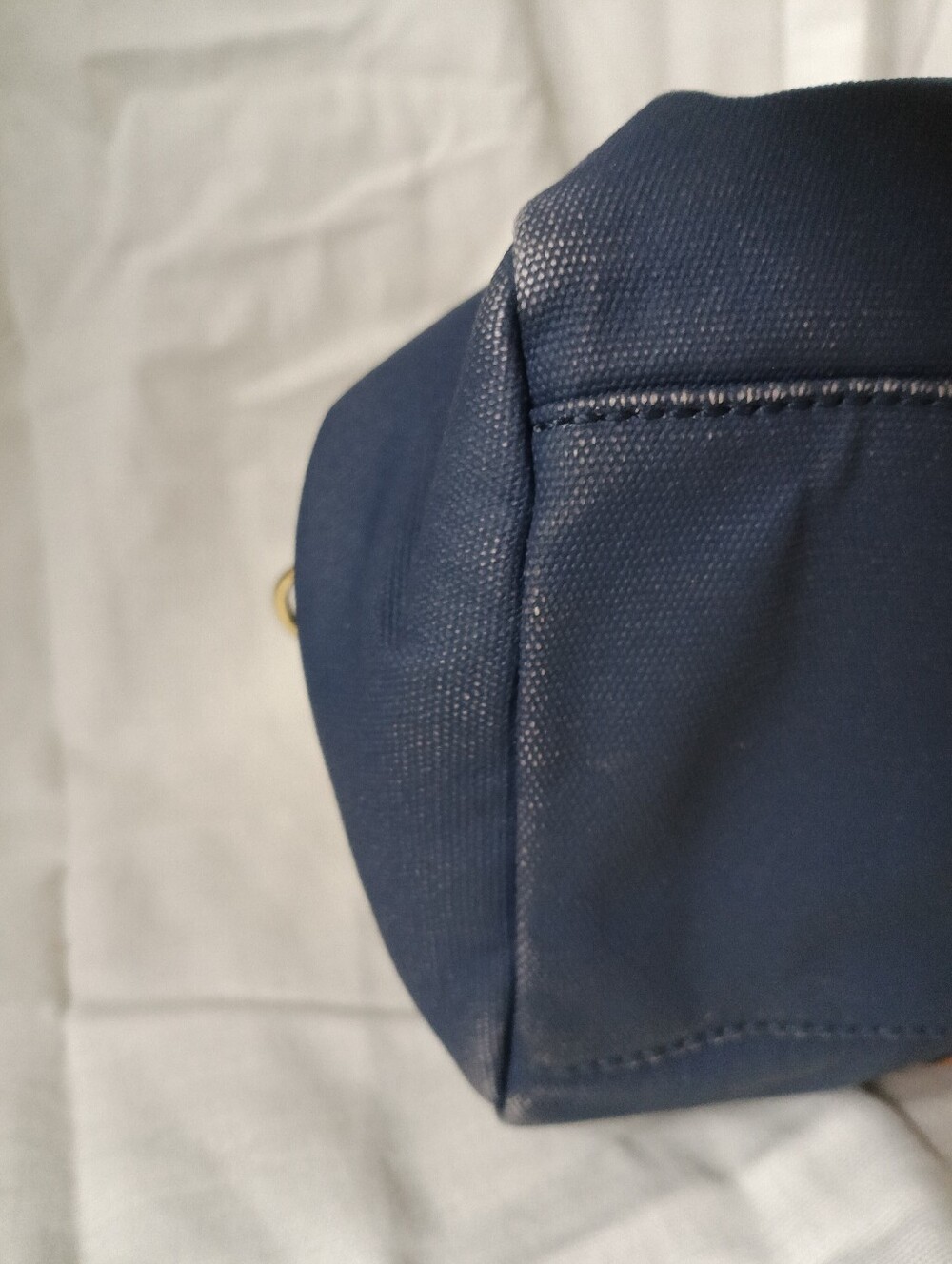 Tory Burch Navy Canvas & Natural Raffia Satchel - Picture 10 of 16